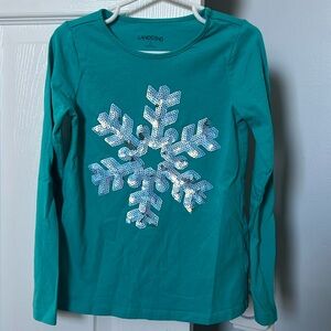 Sequin snowflake long sleeve shirt